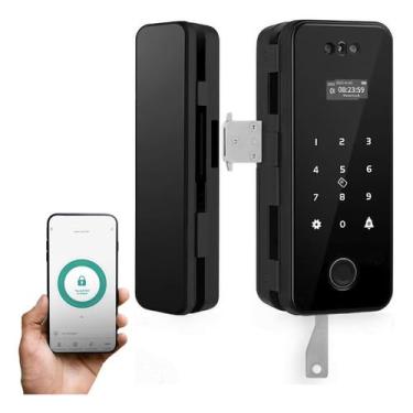 Imagem de Fechadura Inteligente Porta De Vidro Pivotante Ou Deslizante Controle Remoto APP Tuya (Vidro com Vidro)