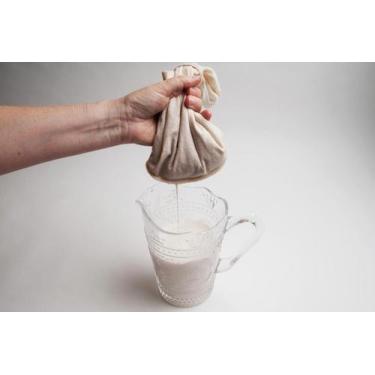 Imagem de Coador Sustentável Grande Reutilizável Algodão Orgânico Leite Queijo V