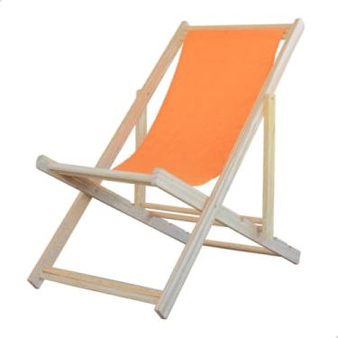 Imagem de Espreguiçadeira Dobrável em Madeira Maciça para Varanda – Reclinável, Sem Braço, Natural (Laranja)