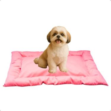 Imagem de Cama Caminha Colchonete Rosa Médio 80x60cm para Cachorro e Gato de Suede Lavável Almofada Pet Macia Confortável