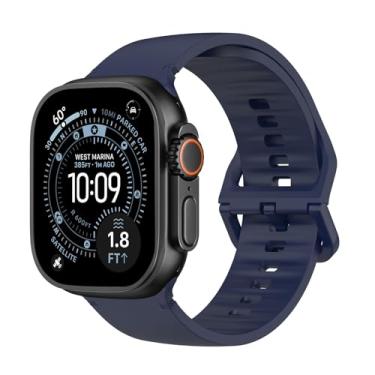 Imagem de MoKo Pulseira de relógio esportivo compatível com Apple Watch Ultra 3/2/1 de 49 mm, S11/S10 46 mm, 9/8/7 45 mm, SE3/SE2/SE/6/5/4 de 44 mm, 3/2/1 de 42 mm, pulseira de silicone respirável sem lacunas