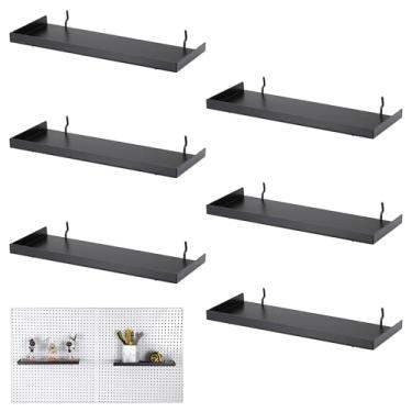 Imagem de Kokone Pacote com 6 prateleiras de quadro de pegboard com borda ao redor da borda, prateleiras planas de exibição de 30 x 10 cm para armazenamento ou exibição de quadro, acessórios de parede para
