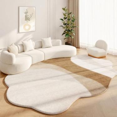 Imagem de Tapetes estilo creme para quarto, tapete macio e fofo para estudo, com formas irregulares, para decoração de sala de estar, carpete grosso e felpudo (200x250 cm/D)