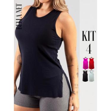 Imagem de Kit 4 Regatas Femininas Para Academia Regata Cumprida Tapa Bumbum - Be