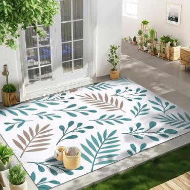 Imagem de Monstera Tapete de área para sala de estar, 1,7 x 1,8 m, verde, lavável, estampa de planta tropical, antiderrapante, tapete de lã sintética para entrada, quarto, cozinha, sala de jantar