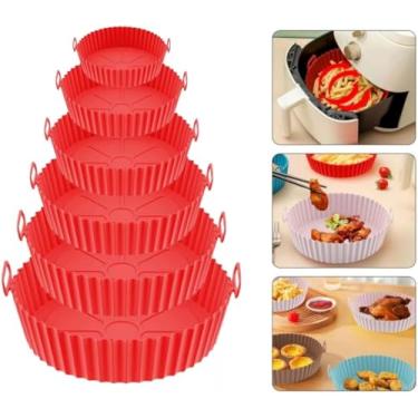 Imagem de Kit Com 6 Formas Antiaderentes De Silicone Para Air Fryer Reutilizável Com Alça Fácil De Lavar Versátil Tamanhos Variados Pode Ser Usado Fornos Microondas Geladeira (Cores Variadas)