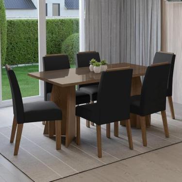 Imagem de Conjunto Sala de Jantar Tampo de Vidro 6 Cadeiras Rustic/oxford Madrid Madesa