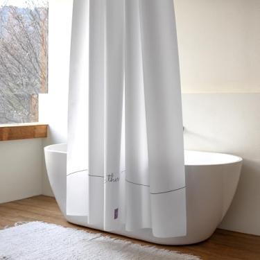 Imagem de onesevennine Cortina de chuveiro de designer coreana – Sem costura, resistente à água (180 cm L x 188 cm C) Thermae – Inclui 12 ganchos de plástico para fácil configuração