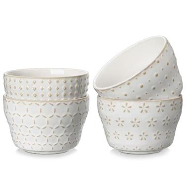 Imagem de MALACASA Tigelas de sobremesa pequenas de 227 g, tigelas de sorvete, tigelas de molho, copos de sopa de caldo de cerâmica ou certos acompanhamentos, seguro para micro-ondas e lava-louças, conjunto de