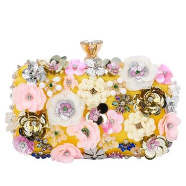 Imagem de SH Bolsas de mão para mulheres, bolsas de noite para mulheres, bolsas com contas, para casamento, coquetel, festa, formatura, bolsas elegantes, Amarelo