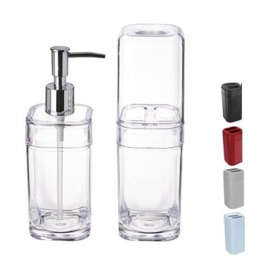 Imagem de Kit Acessório Banheiro Porta Escova Sabão - Azul