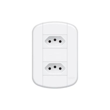 Imagem de Tomada Dupla Fame Blanc+ 2p+t 10a Com Placa 4x2 Branca