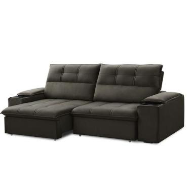 Imagem de Sofá Retrátil e Reclinável França 210 Cm com Porta Copos e Objetos - F