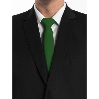 Imagem de KIT COM 10 GRAVATAS VERDE BANDEIRA OXFORD Padrinhos Slim lisa - Dmais 