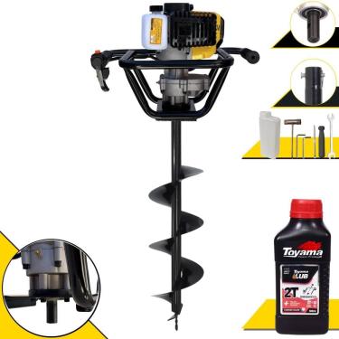 Imagem de Perfurador de Solo Lynus Á Gasolina PSL517 51,7cc 1,8HP Com Broca 80x20cm Espiral Simples + Óleo Toyama 500ml