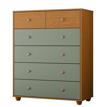 Imagem de Cômoda Para Quarto 6 Gavetas 90cm Vittoria Cinamomo/Salvia - Albatroz