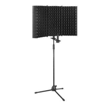 Imagem de Vocal Booth,Difusor Acústico 3 Painéis Pedestal Microfone