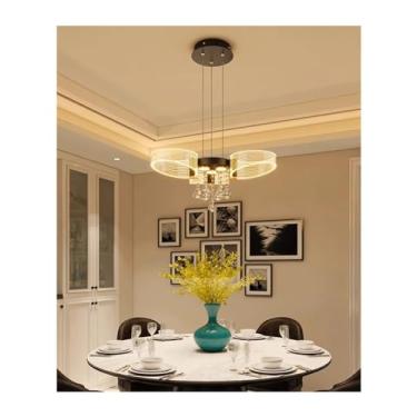 Imagem de Lustre luxuoso, decoração moderna para casa, luzes led, luminárias pendentes, compatíveis com lustres de sala de estar, compatíveis com iluminação interna de sala de jantar, escurecimento re