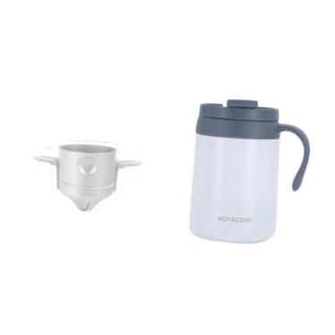 Imagem de Baoblaze Conjunto de cafeteira pour over de 500 ml, manual, à prova de vazamentos, jarra de café para acampamento, casa, atividades ao ar livre, mochilas e, Branco Sem Colher