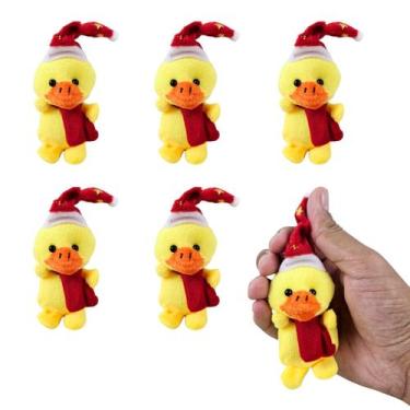 Imagem de Kit 6 Pato Natalino Pelúcia com Gorro Enfeite Natal 8cm - Mkt Multi