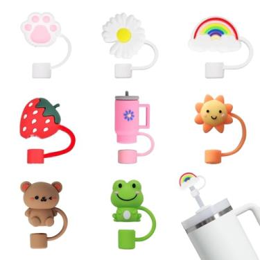 Imagem de GGDECA 8 peças de topo de palha para copo Stanley, tampa de cobertura de palha de silicone de 10 mm para copos Stanley 30 1,134 g, acessórios de tampa reutilizáveis