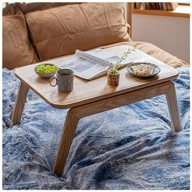 Imagem de Mesa de centro mesa de chão mesa de tatami mesa de sala de jantar de madeira maciça para casa mesa baixa de alta para meditação mesa multifuncional para computador portátil (cor do registo 65 x 42 x