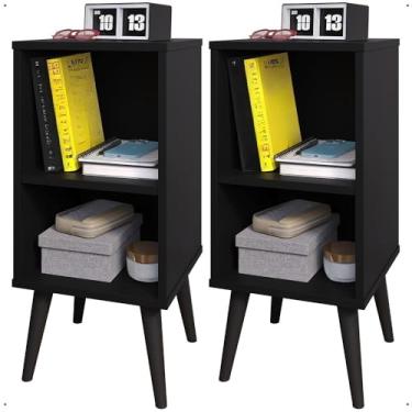 Imagem de Kit 2 quarto mesinha de cabeceira quadro de cama de charme vintage mesa pequena(KIT CHARME PRETO TOTAL)