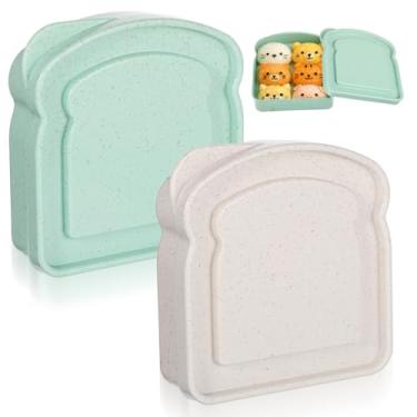 Imagem de Qianyu 2 recipientes de sanduíche reutilizáveis para torradas fatiadas, suporte de pão, recipiente em forma de torrada, caixas de almoço de plástico com tampa para salada de frutas, lanches, família