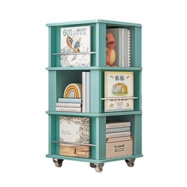 Imagem de AKALNNB Estante giratória de CD de 3 camadas com rodas para estante rotativa adequada para casa/escritório