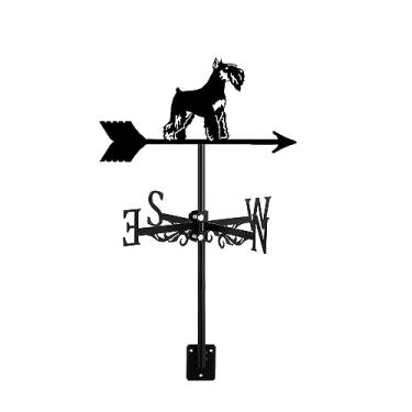 Imagem de Cata-vento em forma de cachorro com suporte no telhado indicador de direção do vento buldogue Golden Retriever Schnauzer ornamento presente para jardim de fazenda ao ar livre gazebo, estilo 1