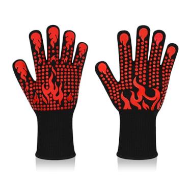 Imagem de Victhur Luvas de churrasco resistentes ao calor, luvas de silicone antiderrapantes, à prova de calor, de fibra de aramida, para cozinhar, assar, defumar, fritadeira