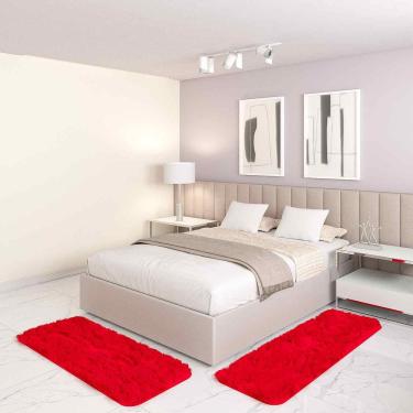 Imagem de Jogo Tapete Passadeira Quarto 2 Uni Vermelho 50 X 140 Cm