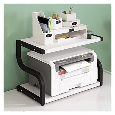 Imagem de FTOQWZXV Suporte de impressora grande, suporte de exibição de tubo giratório, organizador de suporte de impressora de mesa para fax, scanner, prateleira de impressora de arquivos