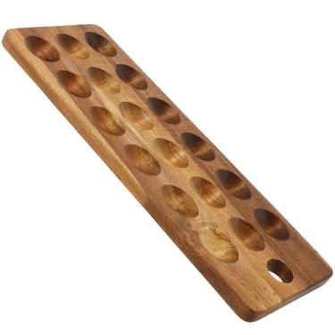 Imagem de Bandeja de ovos de madeira reversível, 18 compartimentos, bandeja de ovos de grande capacidade, retangular, multiuso, tábuas de charcutaria para bancadas de cozinha doméstica