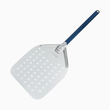 Imagem de Pá Perfurada P/Enfornar Pizza Alumínio Anodizado 35,5 X 40,5Cm C/Cabo Em Alumínio Azul Curto WECK