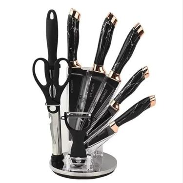 Imagem de Conjunto de Facas Profissionais, 8 Peças, Aço Inox, com Base Giratória, Suporte para Faqueiro