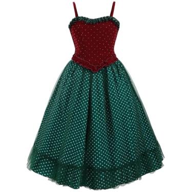Imagem de FCCAM May Whovier Costume Girls Kids 2-Piece Ruffle May Dress Green Tulle Party Christmas Dress L
