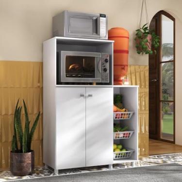 Imagem de Balcão de Cozinha Multiuso para Forno e Micro-ondas Multimóveis Mpf2531 Branco