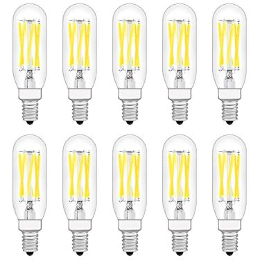 Imagem de PIFUT Lâmpada LED T8, Lâmpada LED regulável E12, 110v 600 Lumens equivalente a 5000K 60W lâmpada tubular de vidro transparente, melhor substituição para lâmpada incandescente, lâmpadas LED candelabro, pacote com 10 (branco diurno)