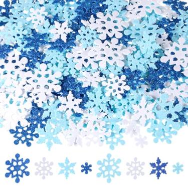Imagem de 300 peças de adesivos de espuma de floco de neve, decoração de Natal de inverno com glitter autoadesivo, em massa, para artesanato, cartões, decoração de Natal de inverno, suprimentos de bricolage