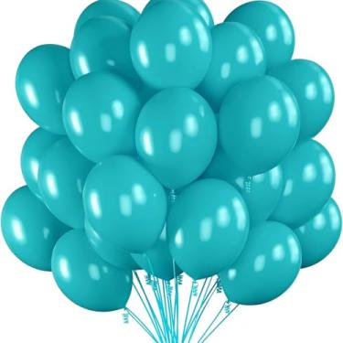 Imagem de Pacote com 20 balões azuis de látex de 30,5 cm para aniversário, casamento, chá de bebê, formatura, revelação de gênero de noivado, aniversário, Natal, decorações de festas de fim de ano