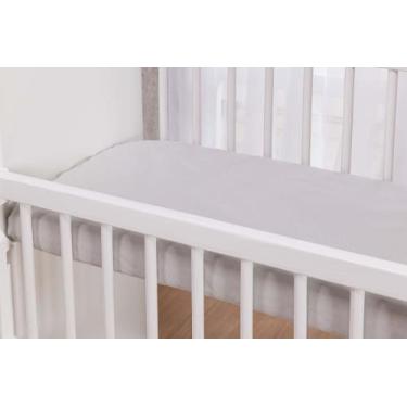 Imagem de Lençol de Elastico para Mini Berço de Bebê Cinza 38cm Largura 100 Algo