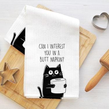 Imagem de Toalhas de banho para gatos de papel em rolo 61 x 35 cm, posso lhe interessar em um guardanapo de bumbum toalhas de prato de microfibra reutilizáveis, toalha de chá de mão de waffle para cozinha