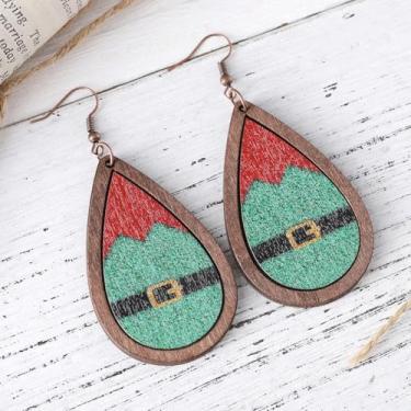 Imagem de Brincos de Natal femininos com pingente de Papai Noel, roupas de Natal, acessórios de bijuteria, 2inch, Aço inoxidável, Sem pedra preciosa