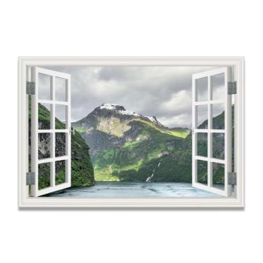 Imagem de LKXGRRSFG Tela de janela falsa que economiza espaço, arte de parede cênica realista para quarto, casa, 80 x 120 cm, sem moldura