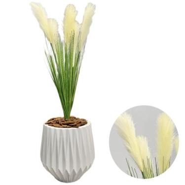 Imagem de Capim Dos Pampas Artificial Pluma Grande Vaso Planta Arranjo - Flor Im