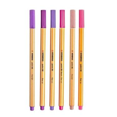 Imagem de Caneta Fineliner 0.4mm Point 88 6 Tons de Rosa e Roxo - Stabilo - Tend