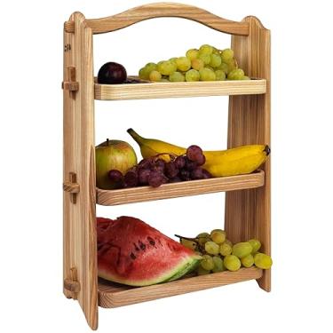 Imagem de Organizador de temperos, organizador de prateleira de temperos de bancada de cozinha, rack de temperos de madeira com 3 camadas, estilo rústico decoração de casa portátil para churrasco