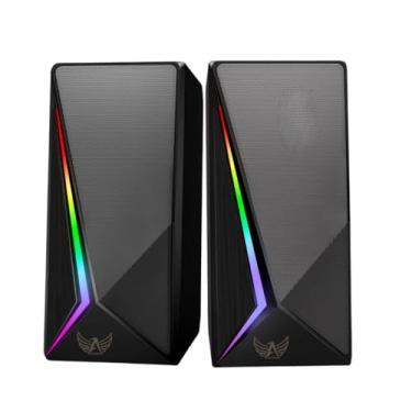 Imagem de Caixa de som Alto-Falantes RGB Bluetooth para Computador,GAME e Notebook, Iluminação LED Multicolorida, Conexão P2 e USB, Sistema de Som Estéreo para Desktop