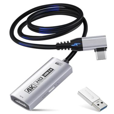 Imagem de Guermok Placa de captura HDMI 4K USB3.0 para streaming, PD100W, 90° USBC, 1 m 4K a 60FPS 1080P a 240FPS HDMI para dispositivos de captura de vídeo USB A/C para Pad/Tablet/MacOS /Switch2/1/Câmera/PC